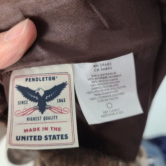 Pendleton Womens Brown Plaid Wool Mohair Blend Leather Trim Mini Skirt Lined - Picture 6 of 7